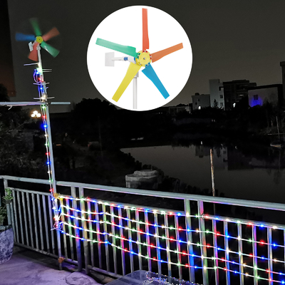 Gerador de poder do girador da turbina eólica dos moinhos de vento do arco-íris do jardim da jarda com tira conduzida 10M da luz da noite