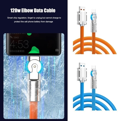 Tipo Rotatable cabo rápido QC3.0 de USB do cabo do carregamento 180° 120w super da carga de C para telefones celulares