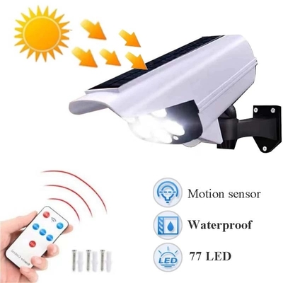 2 em 1 lâmpada de parede solar exterior leve solar do sensor de movimento da câmera do manequim da segurança impermeável