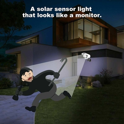 2 em 1 lâmpada de parede solar exterior leve solar do sensor de movimento da câmera do manequim da segurança impermeável