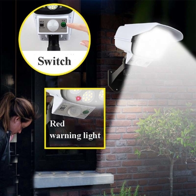 2 em 1 lâmpada de parede solar exterior leve solar do sensor de movimento da câmera do manequim da segurança impermeável
