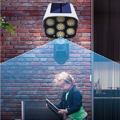 2 em 1 lâmpada de parede solar exterior leve solar do sensor de movimento da câmera do manequim da segurança impermeável