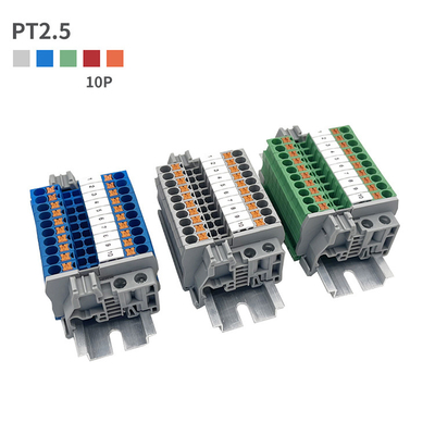 PT 2.5 Din Conector montado em trilho Kit de blocos terminais de prensagem de molas