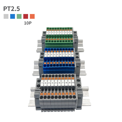 PT 2.5 Din Conector montado em trilho Kit de blocos terminais de prensagem de molas