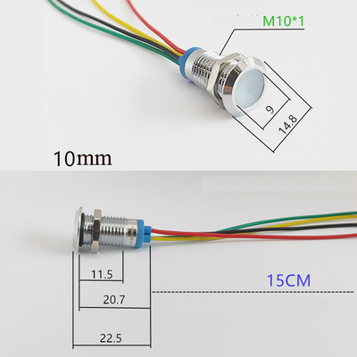 A cor do RGB três conduziu os conectores impermeáveis 12-24V de Lamp With Cable do piloto do sinal da luz indicadora