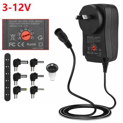 C.A. ajustável do adaptador universal da fonte de alimentação 30W ao adaptador universal do carregador da C.C. 3V/4.5V/6V/7.5V/9V/12V 1.5A