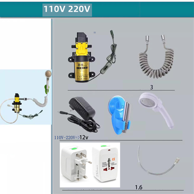 Kit de torneira de mão com bomba de sifão elétrica 12V 36W para banheiro ao ar livre, conjunto de chuveiro para acampamento