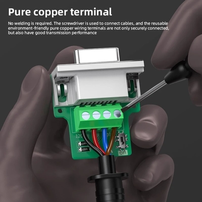 Mulher DB9 para CAN Bus Interface Adaptador 4-Pin terminais de parafuso com 120 ohm Resistor