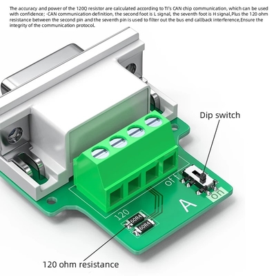 Mulher DB9 para CAN Bus Interface Adaptador 4-Pin terminais de parafuso com 120 ohm Resistor