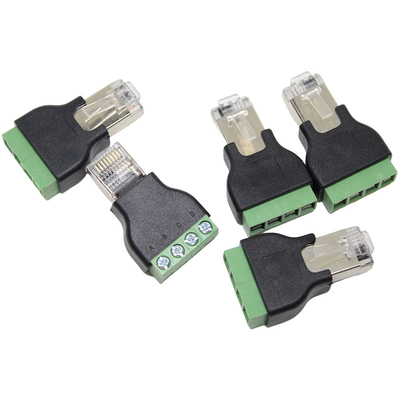 RJ45 Rede Plug masculino 8P8C para 4 blocos de terminal de parafuso de pin RS485 Adaptador