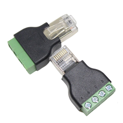 RJ45 Rede Plug masculino 8P8C para 4 blocos de terminal de parafuso de pin RS485 Adaptador