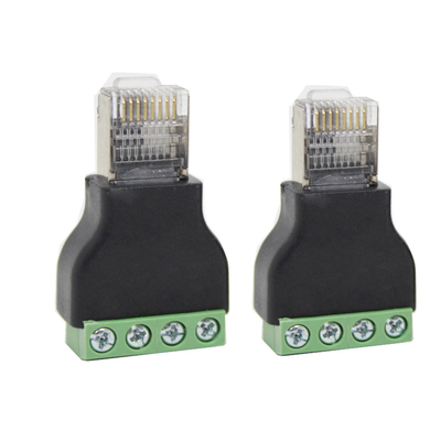 RJ45 Rede Plug masculino 8P8C para 4 blocos de terminal de parafuso de pin RS485 Adaptador