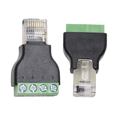 RJ45 Rede Plug masculino 8P8C para 4 blocos de terminal de parafuso de pin RS485 Adaptador