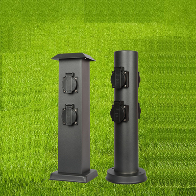 Soquetes de energia elétrica de aço inoxidável preto Jardim exterior Saída de energia de gramado em solo