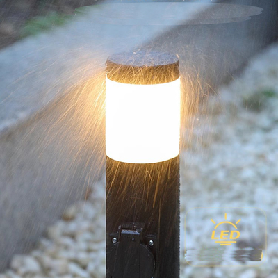 Conexões elétricas de aço inoxidável preto Saída de energia de jardim exterior LED Post Light Yard Stake