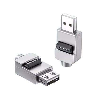 Caixa de metal USB Jack masculino ou feminino para blocos terminais de parafuso de 5 pinos Adaptador de conector