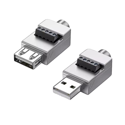 Caixa de metal USB Jack masculino ou feminino para blocos terminais de parafuso de 5 pinos Adaptador de conector