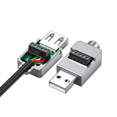 Caixa de metal USB Jack masculino ou feminino para blocos terminais de parafuso de 5 pinos Adaptador de conector