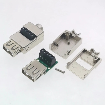 Caixa de metal USB Jack masculino ou feminino para blocos terminais de parafuso de 5 pinos Adaptador de conector