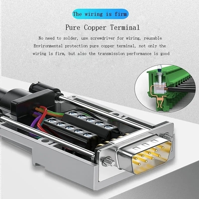 Caixa de metal DB9 D Sub 9 Pin RS232 Conectores de porta serial para blocos terminais Adaptador até 10A