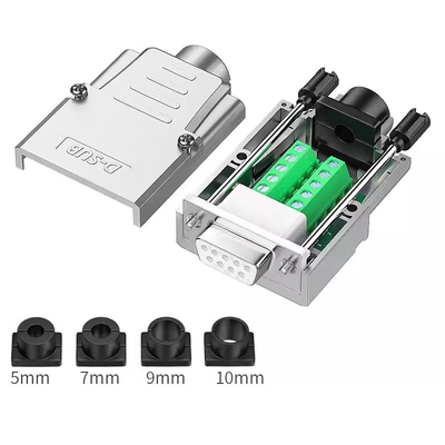 Caixa de metal DB9 D Sub 9 Pin RS232 Conectores de porta serial para blocos terminais Adaptador até 10A