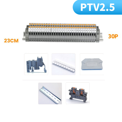PTV 2.5 Side Entry Push-in Connection Spring Clamp DIN Rail Terminal Blocks Kit Conjunto 24A 800V