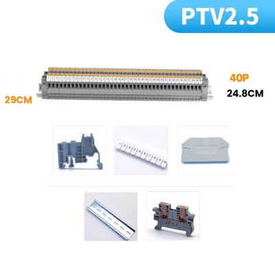 PTV 2.5 Side Entry Push-in Connection Spring Clamp DIN Rail Terminal Blocks Kit Conjunto 24A 800V