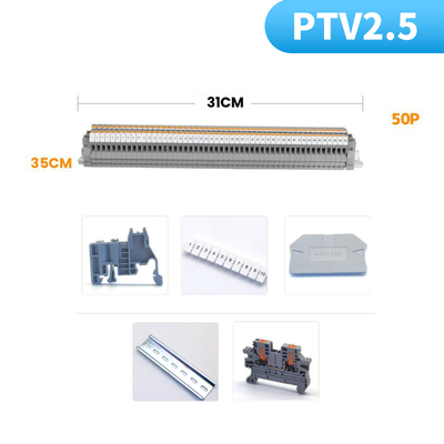 PTV 2.5 Side Entry Push-in Connection Spring Clamp DIN Rail Terminal Blocks Kit Conjunto 24A 800V
