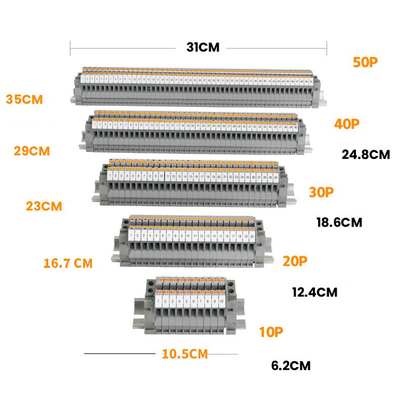 PTV 2.5 Side Entry Push-in Connection Spring Clamp DIN Rail Terminal Blocks Kit Conjunto 24A 800V