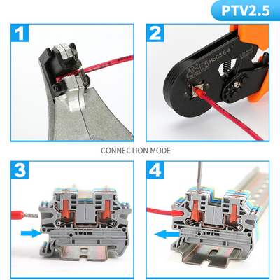 PTV 2.5 Side Entry Push-in Connection Spring Clamp DIN Rail Terminal Blocks Kit Conjunto 24A 800V