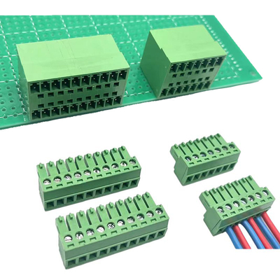 Conectores PCB de fileira dupla de passo de 3,81 mm Pluggable Screw Terminal Blocks Plug + Angle Pin Header