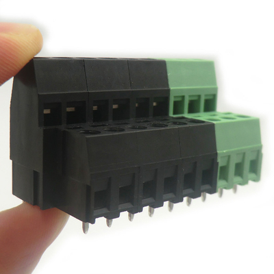 5.08mm / 0.2" Pitch PCB conectores de parafuso preto blocos terminais 2P 3P combinação dupla linha