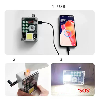 Caixa de gerador de mão Banco de energia de emergência Carregador de telefone USB Lighter Fornecimento de energia manual