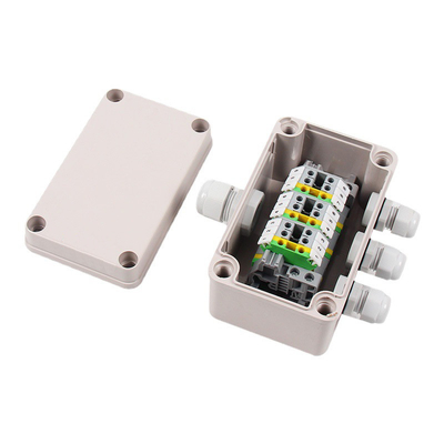 IP65 Caixa de junção de cabo à prova d'água 80*130*70mm com UK2.5B Din Rail Terminal Blocks 1 em 3 fora