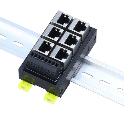 RJ45 preto Jack feminino 8P8C 6 Port Hub para 8 pin de parafuso Adaptador de bloco terminal para aplicação de servo