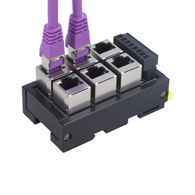RJ45 preto Jack feminino 8P8C 6 Port Hub para 8 pin de parafuso Adaptador de bloco terminal para aplicação de servo