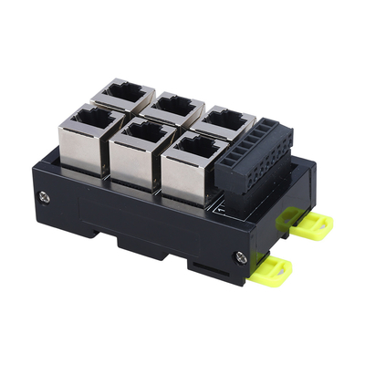 RJ45 preto Jack feminino 8P8C 6 Port Hub para 8 pin de parafuso Adaptador de bloco terminal para aplicação de servo