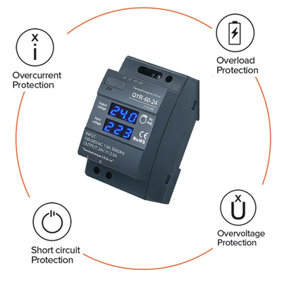 60W 12V 24V Din Rail Power Display Digital AC-DC Switch ajustável Fornecedor de energia para LED Light Strip