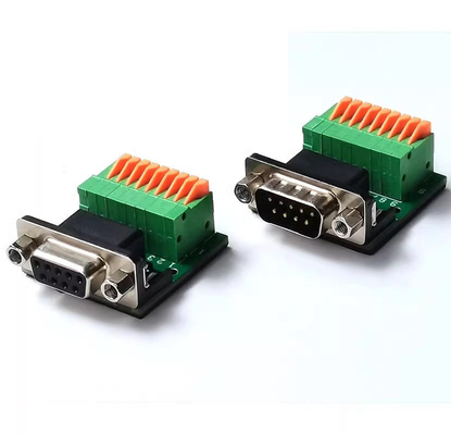 Adaptador de série de Pin Female Male RS232 do sub 9 de DB9 D para parafusar a placa da fuga dos blocos de terminais sem tampa