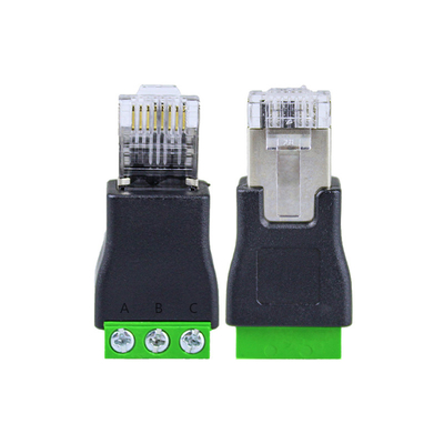 RJ45 Homem para RS485 3 Pins Parafusos Adaptador Terminal Conector Splitter