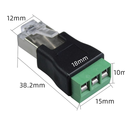 RJ45 Homem para RS485 3 Pins Parafusos Adaptador Terminal Conector Splitter