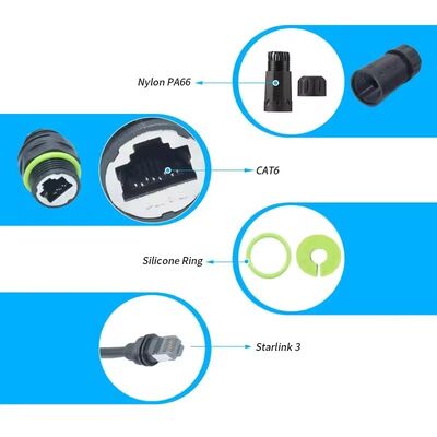 Adaptador Starlink Ethernet de 250 mm Gen 3 Mini, cabo de extensão Starlink para acoplador RJ45