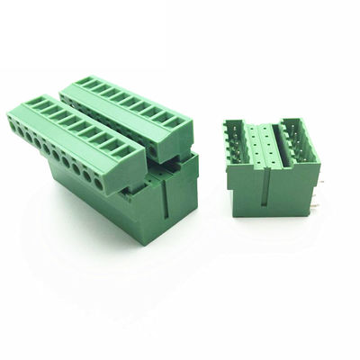 os blocos de terminais Pluggable do parafuso do PWB da fileira dobro do passo de 5.08mm obstruem + ângulo Pin Header