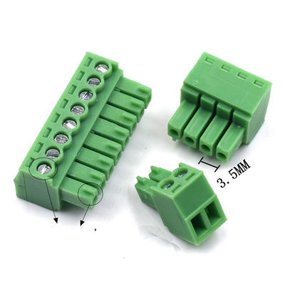 os blocos de terminais Pluggable do parafuso do PWB do passo de 3.5mm obstruem + ângulo direito ou soquete reto