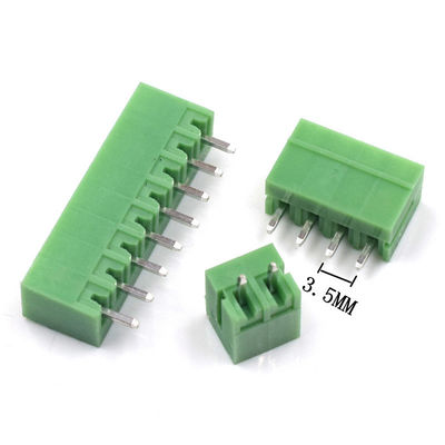 os blocos de terminais Pluggable do parafuso do PWB do passo de 3.5mm obstruem + ângulo direito ou soquete reto