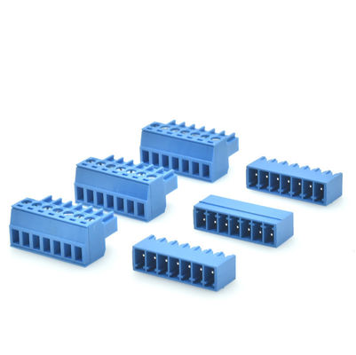 os blocos de terminais Pluggable do parafuso do PWB do passo de 3.81mm ou de 3.50mm obstruem + Pin Header Blue Color