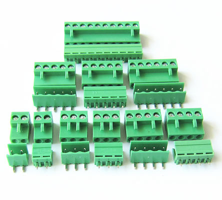 os blocos de terminais Pluggable do parafuso do PWB do passo de 3.96mm obstruem + Pin Header Socket Green HT3.96