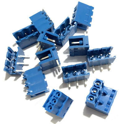 Os blocos de terminais Pluggable 5.08mm espaçando azuis do parafuso do PWB obstruem + ângulo direito Pin Header