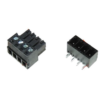 os blocos de terminais Pluggable do parafuso do PWB do passo de 3.81mm obstruem + ângulo direito Pin Header Black