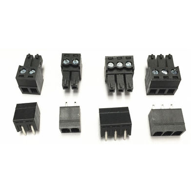 os blocos de terminais Pluggable do parafuso do PWB do passo de 3.81mm obstruem + ângulo direito Pin Header Black